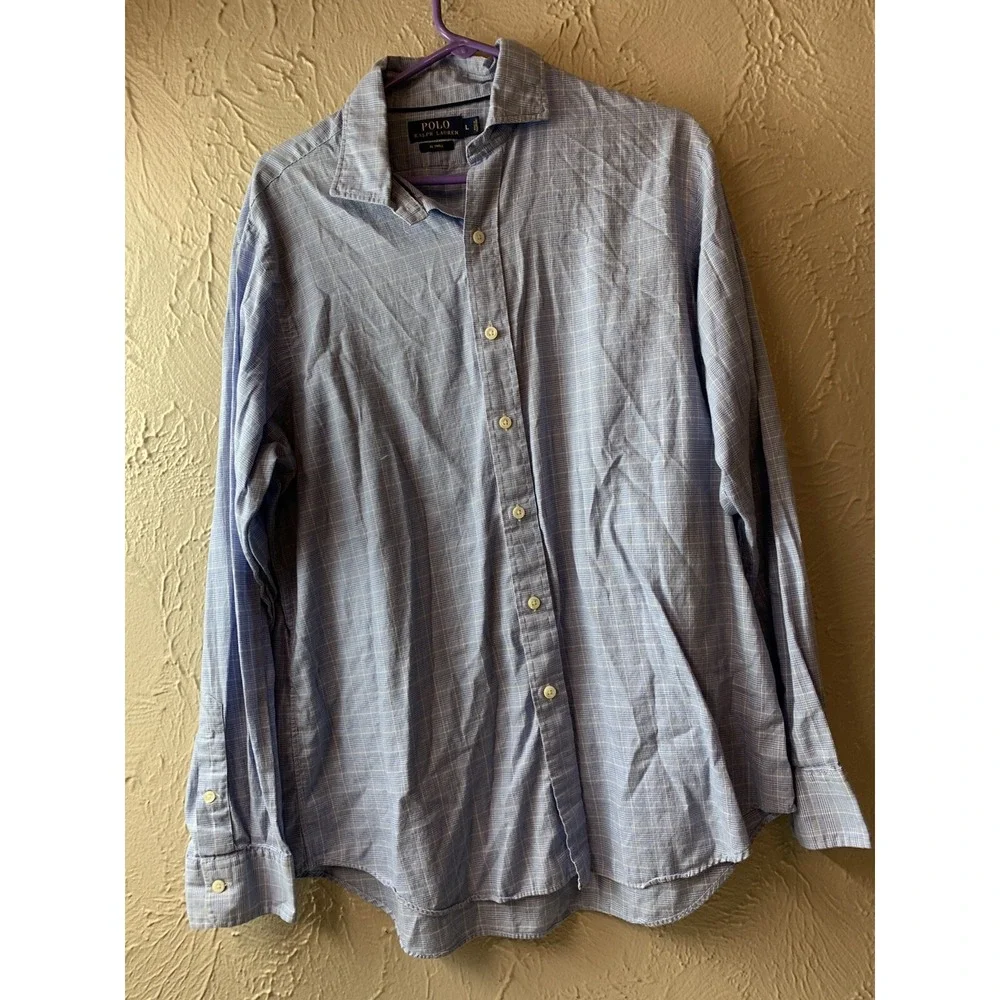 Polo Ralph Lauren RL Twill Plaid‎ Button Front Shirt Long Sleeve Size Large